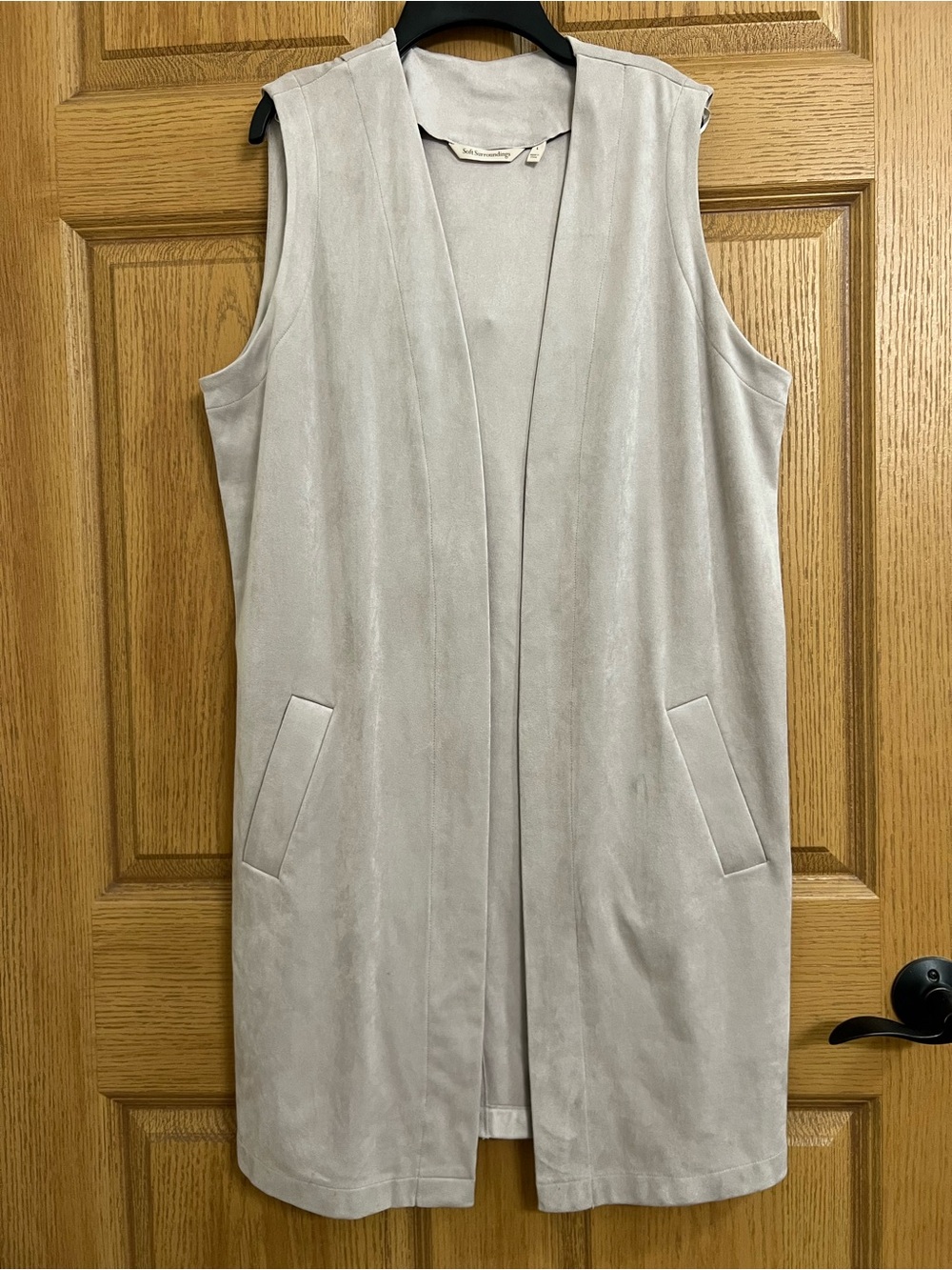 Soft Surroundings Faux Long Tunic Suede Vest Cream Size Large